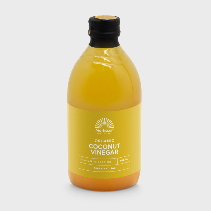 Biologisch kokosazijn 500 ml, gefermenteerde azijn van kokosbloesemsap.