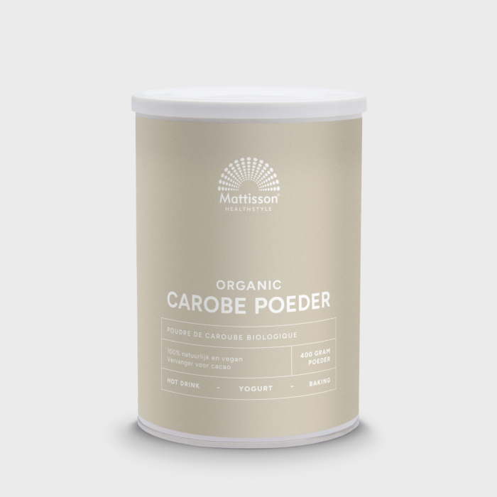 Biologisch carobe poeder, natuurlijke vervanger van cacao zonder cafeïne. Biologisch carobe poeder, natuurlijke vervanger van cacao zonder cafeïne.
