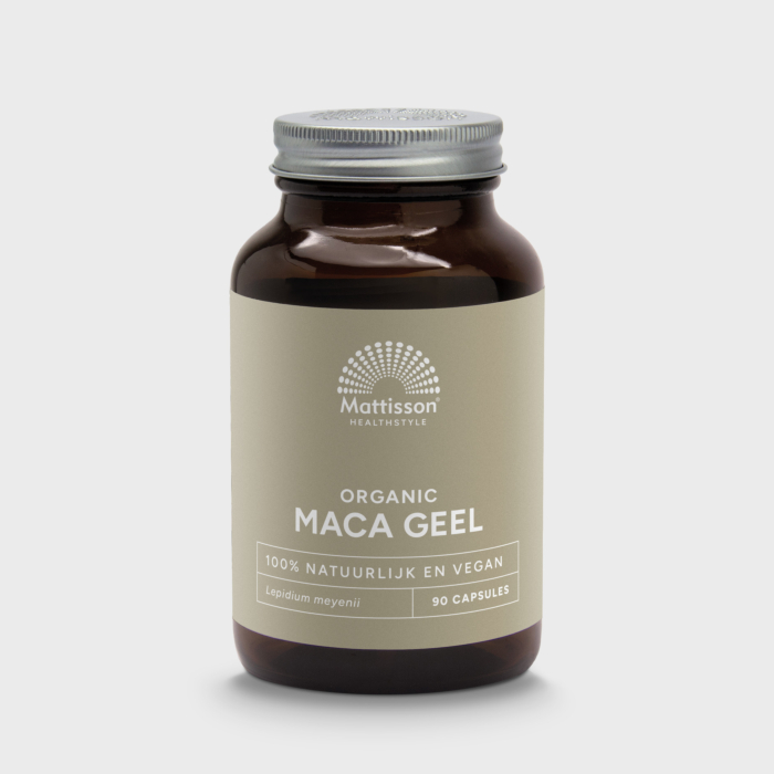 Biologische gele maca 750 mg, 90 capsules, ondersteunt energie en hormonen. Biologische gele maca 750 mg, 90 capsules, ondersteunt energie en hormonen.