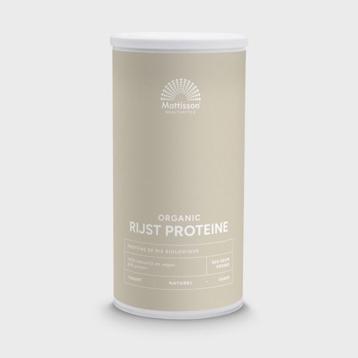 Biologische rijst proteïne poeder naturel 80%, plantaardige eiwitbron.