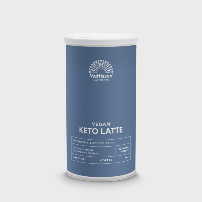 Vegan keto latte, instant drank met MCT en koffiesmaak. Vegan keto latte, instant drank met MCT en koffiesmaak.