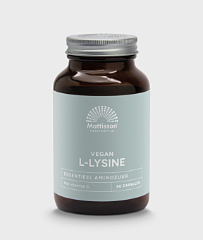 L-Lysine capsules met vitamine C, ondersteunt weerstand en collageenvorming.