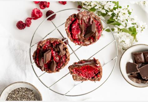 No-bake chocolade frambozen taartjes
